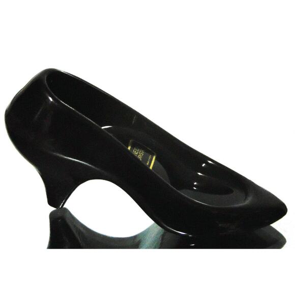 NEW Oneida Black Blown ART GLASS SLIPPER SHOE Ring Box Wedding Cake Topper Decor - Picture 11 of 13